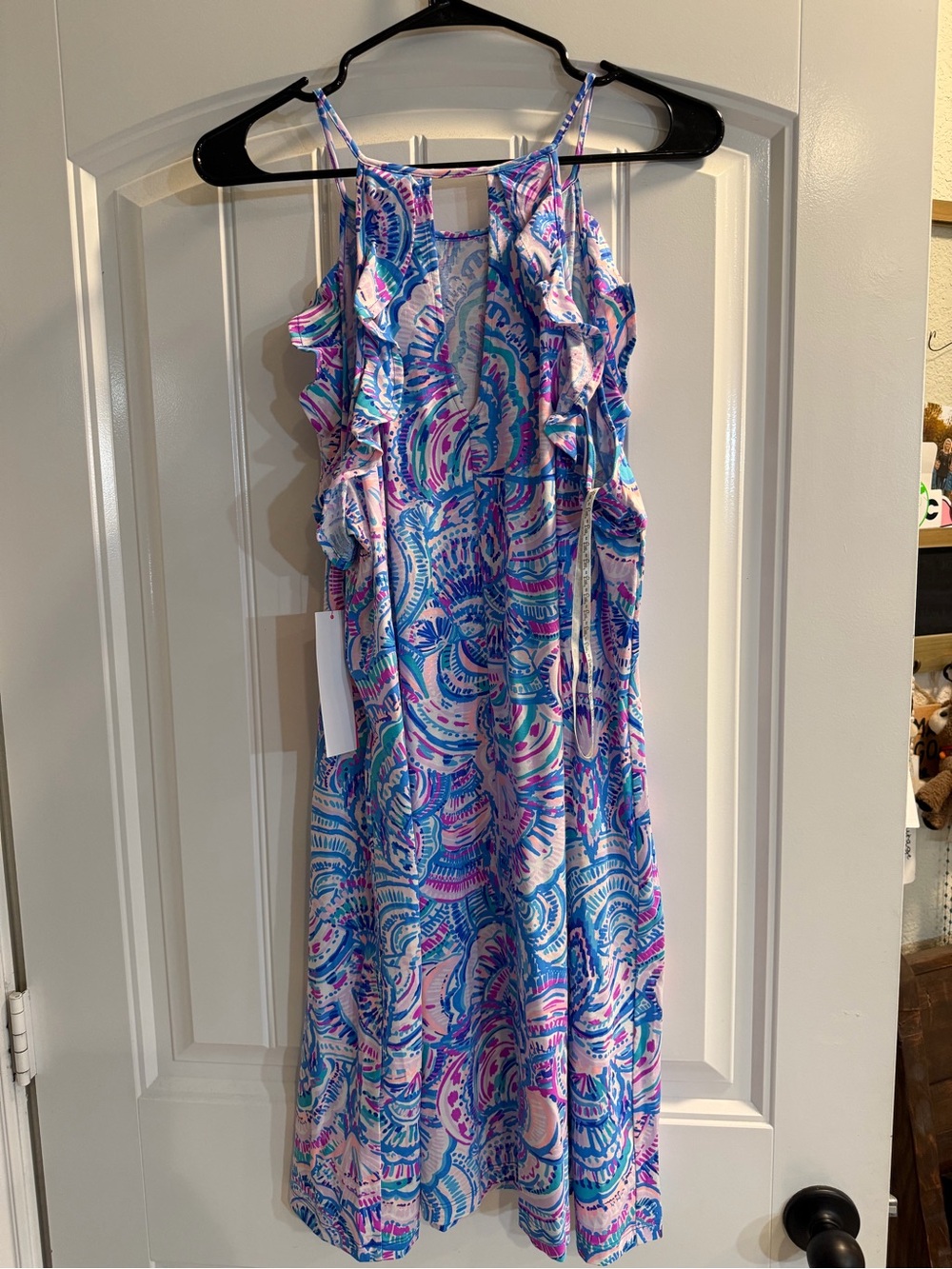 Lilly Pulitzer Pink Blue Multicolor Ruffle Mini Dress